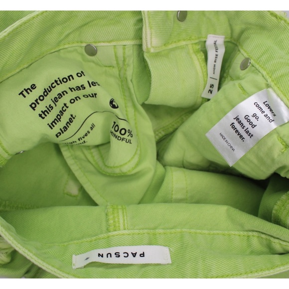 NWOT PacSun Ultra High Rise Festival Washed Lime Green Dyed Shorts 25 0 - Picture 8 of 8
